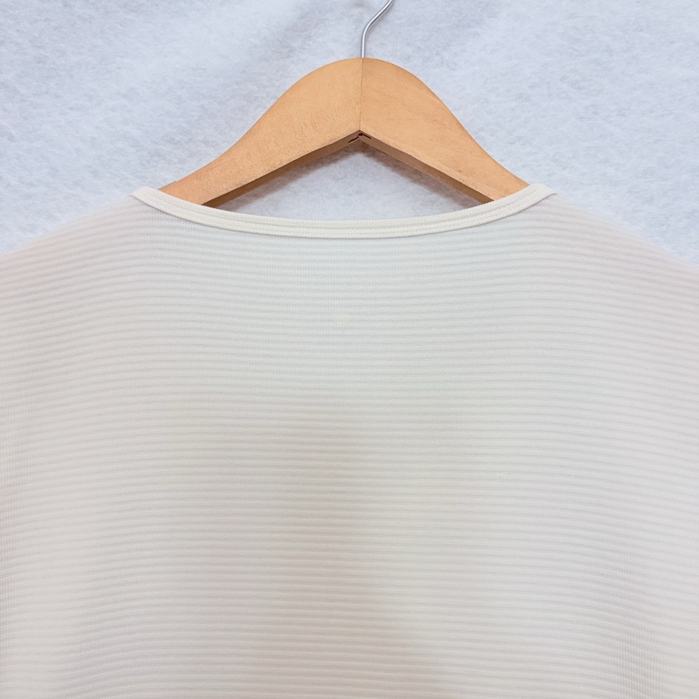 Segments Top L Ivory Modal Blend Knit 3/4 Sleeve V Neck Casual Ribbed Minimalist - Picture 6 of 8